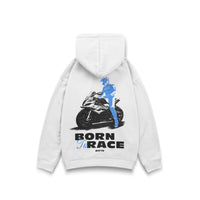 BORN TO RACE hoodie white back