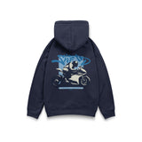 Don't Look Back Hoodie in Navy - back view