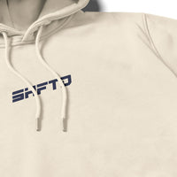 Hoodie SHFTD en beige - gros plan sur l'impression