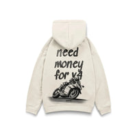 Need Money for V4 Hoodie in Beige - back view