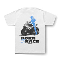 BORN TO RACE tee white back