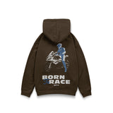 BORN TO RACE hoodie brown back