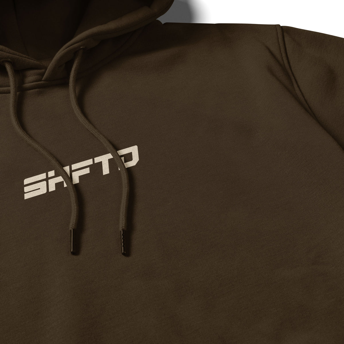 Decay S1K Hoodie in Brown - close-up of the print detail