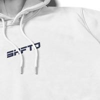 Hoodie Decay S1K en blanc - gros plan sur l'impression