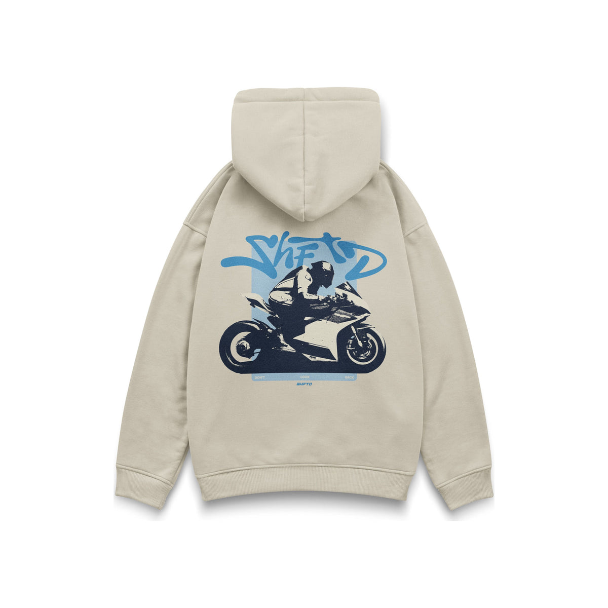 Don't Look Back Hoodie in Beige - back view