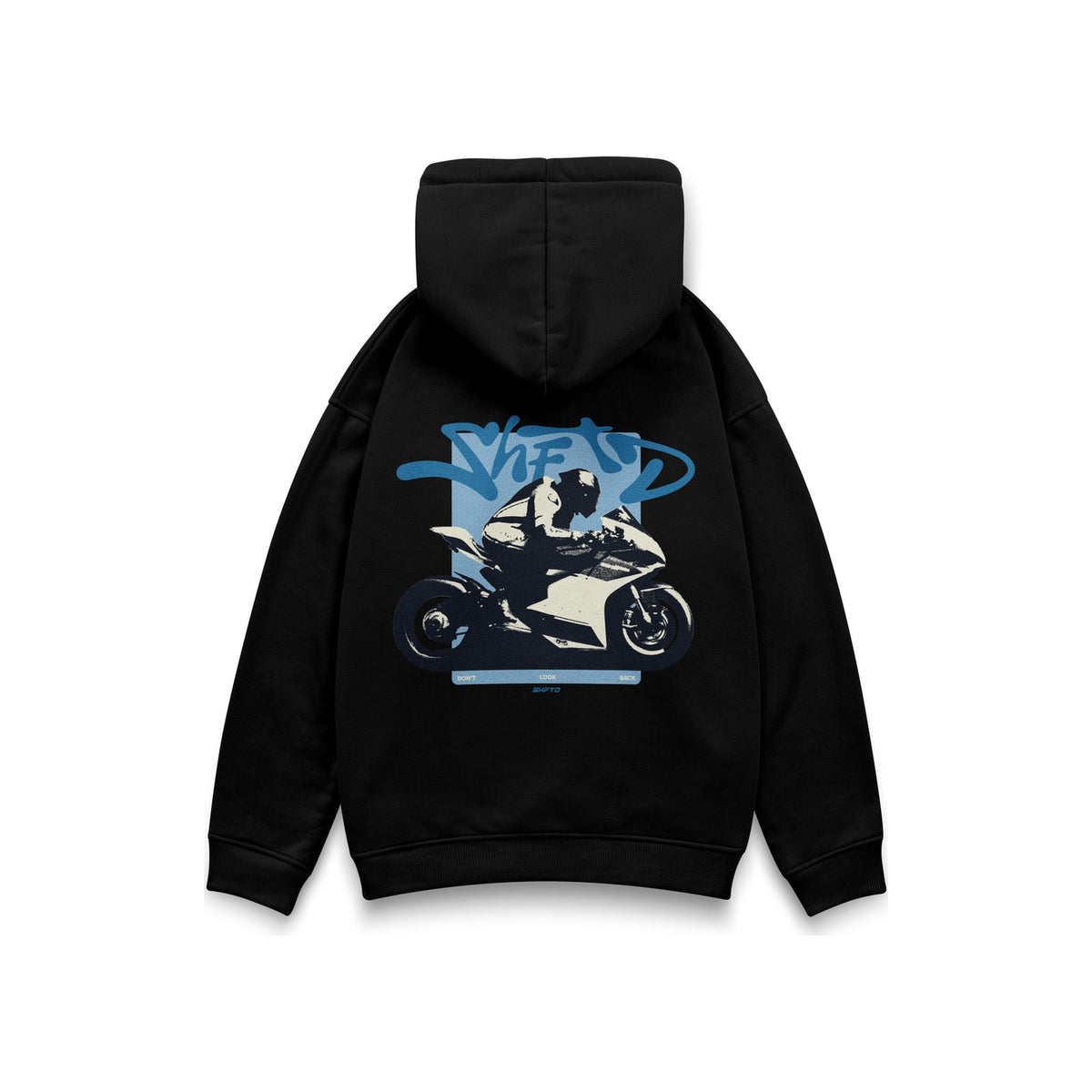 Don't Look Back Hoodie in Black - back view