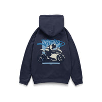 Don't Look Back Hoodie in Navy - back view