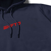 Dont F#@K Up Hoodie in Navy - close-up of the print detail