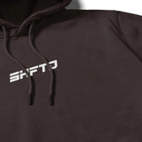 Hoodie SHFTD en brun - gros plan sur l'impression