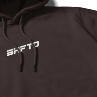 Hoodie SHFTD en brun - gros plan sur l'impression