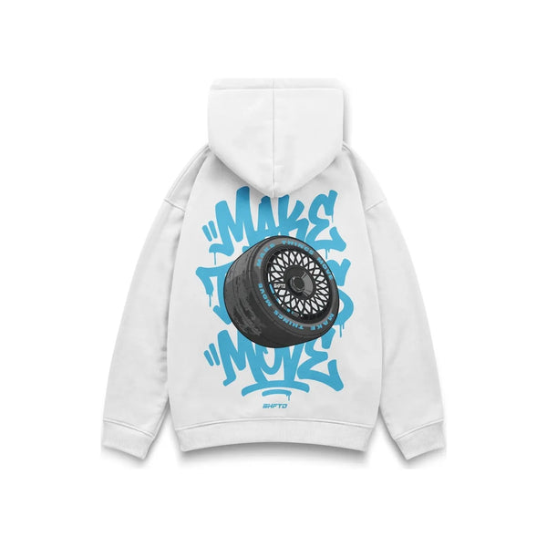 Make Things Move Hoodie in White - back view