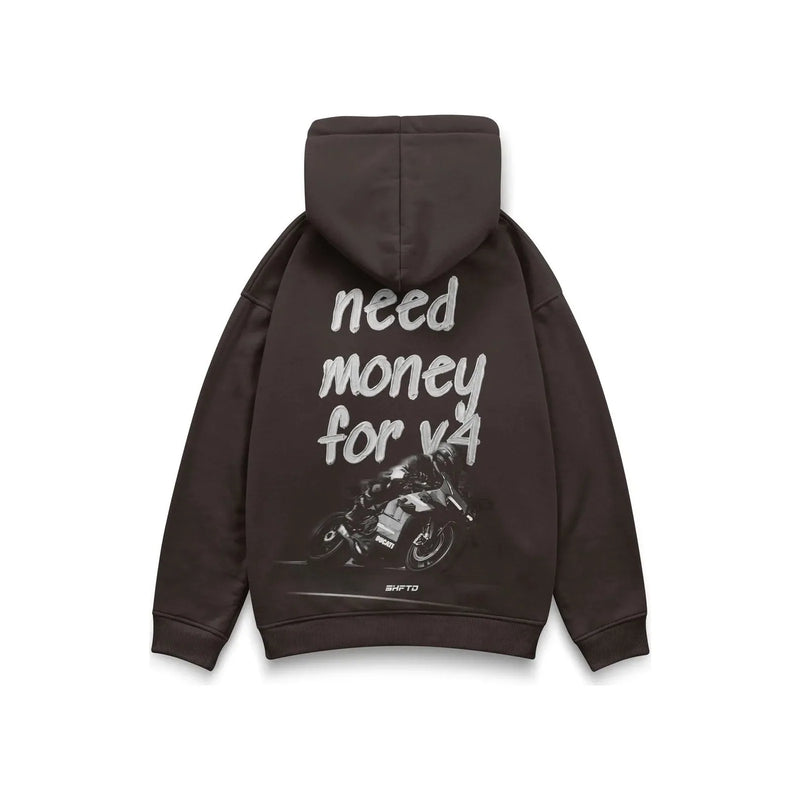 Need Money for V4 Hoodie in Brown - front view