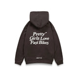 Hoodie Pretty Girls Love Fast Bikes en brun - vue de dos