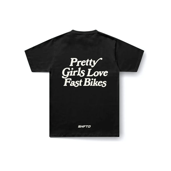 T-Shirt Pretty Girls Love Fast Bikes en noir - vue de dos