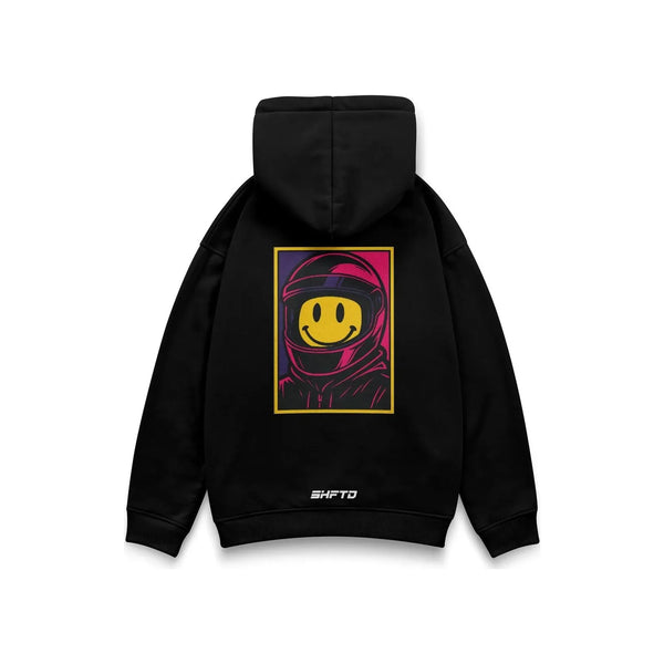 Hoodie Smiley en noir - vue de dos