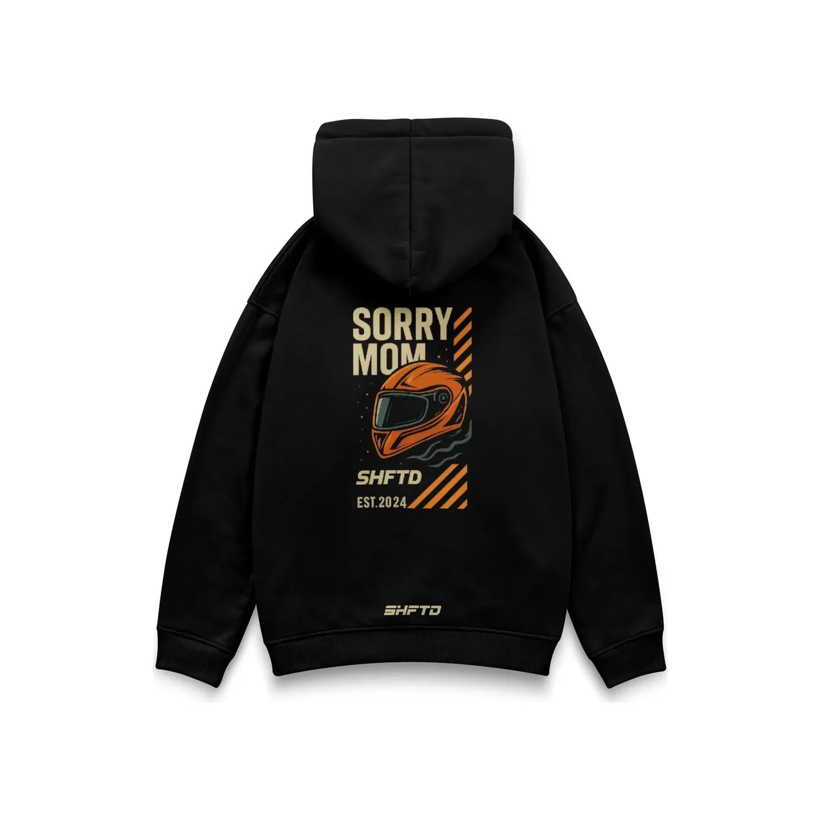 Sorry Mom Hoodie in Black - back view
