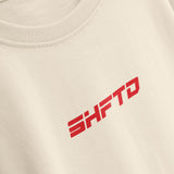 T-Shirt Starting Grid S1K en beige - gros plan sur l'impression