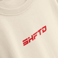 T-Shirt Starting Grid S1K en beige - gros plan sur l'impression